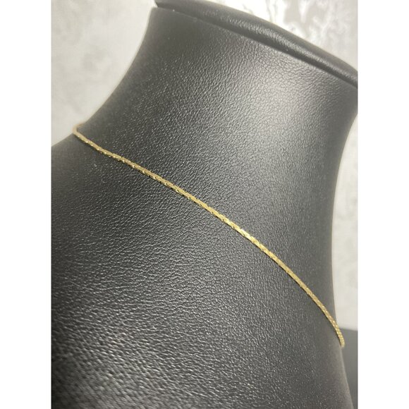 14" Gold Plated Necklace With Spring Ring Clasp - Picture 2 of 4